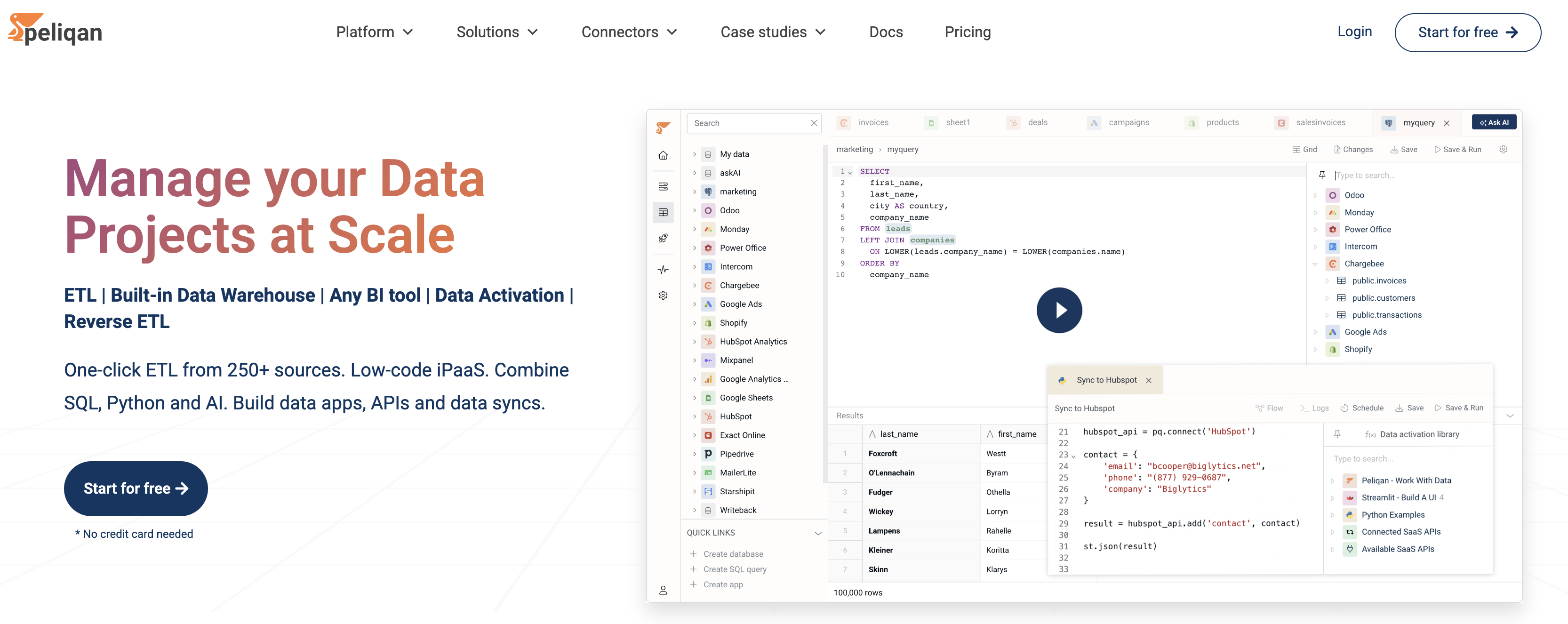 Peliqan data integration tool